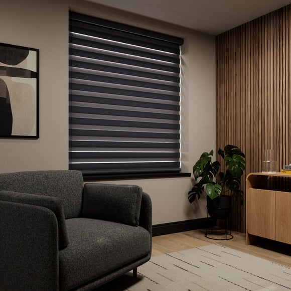 Swish Day and Night Daylight Made to Measure Roller Blind Black