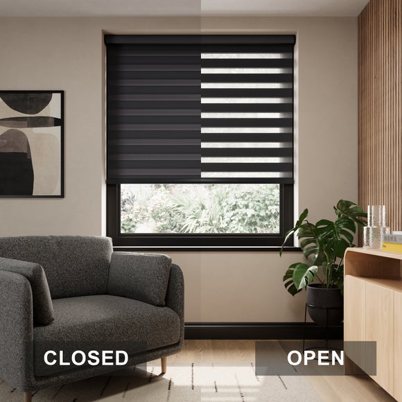 Swish Day and Night Daylight Made to Measure Roller Blind Black