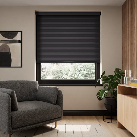 Swish Day and Night Daylight Made to Measure Roller Blind Black