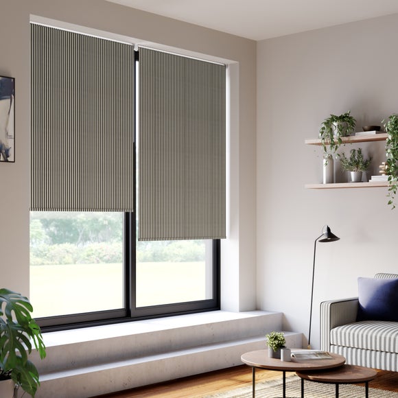 Linford Stripe Fire Retardant Daylight Made to Measure Roller Blind Linford Stripe Black