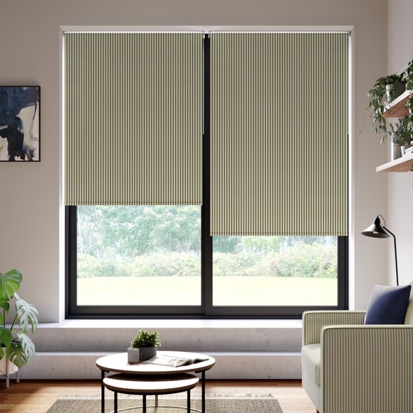 Linford Stripe Fire Retardant Blackout Made to Measure Roller Blind Linford Stripe Olive