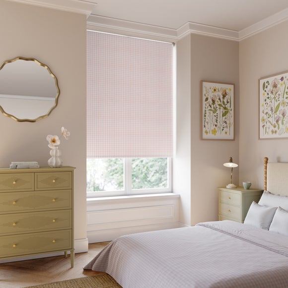 Portloe Gingham Check Blackout Made to Measure Roller Blind Portloe Gingham Check Blush