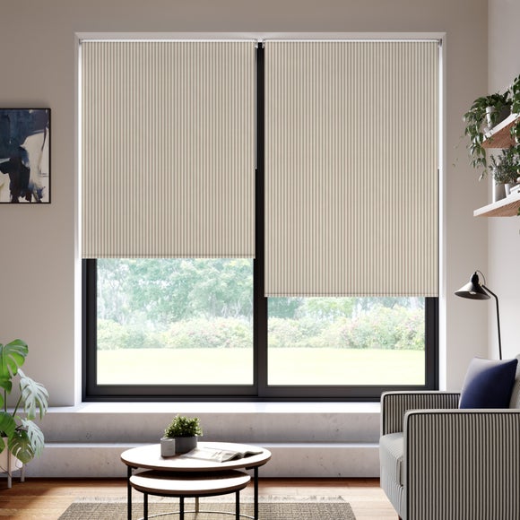 Linford Stripe Fire Retardant Daylight Made to Measure Roller Blind Linford Stripe Dove Grey