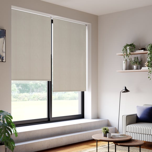 Linford Stripe Fire Retardant Daylight Made to Measure Roller Blind Linford Stripe Dove Grey