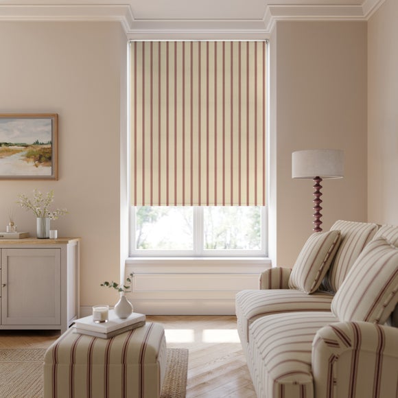 Folkstone Stripe Fire Retardant Blackout Made to Measure Roller Blind Folkstone Stripe Mulberry