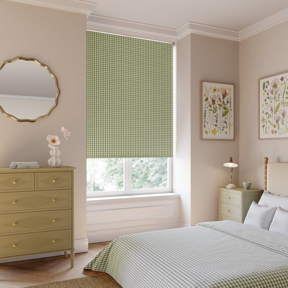 Portloe Gingham Check Blackout Made to Measure Roller Blind Portloe Gingham Check Olive