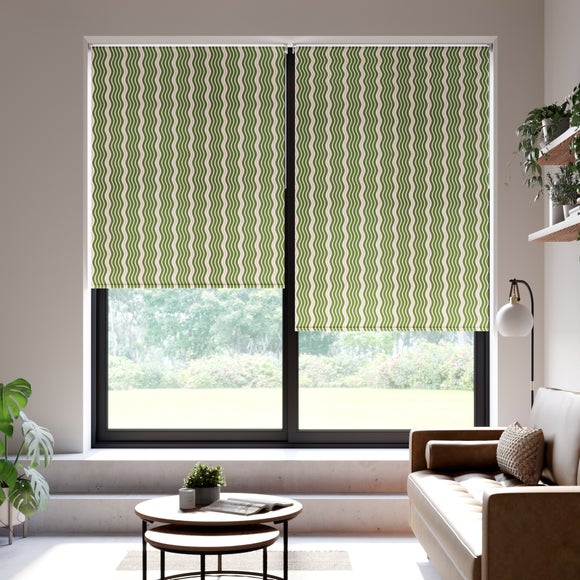 Wiggle Stripe Blackout Made to Measure Roller Blind Wiggle Stripe Moss