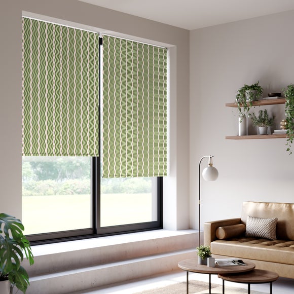 Wiggle Stripe Blackout Made to Measure Roller Blind Wiggle Stripe Moss