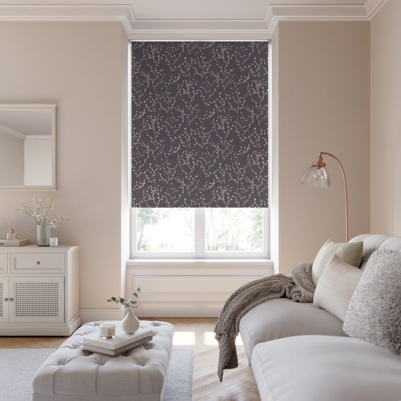 Willow Stem Flame Retardant Blackout Made to Measure Roller Blind Willow Stem Dusky Rose