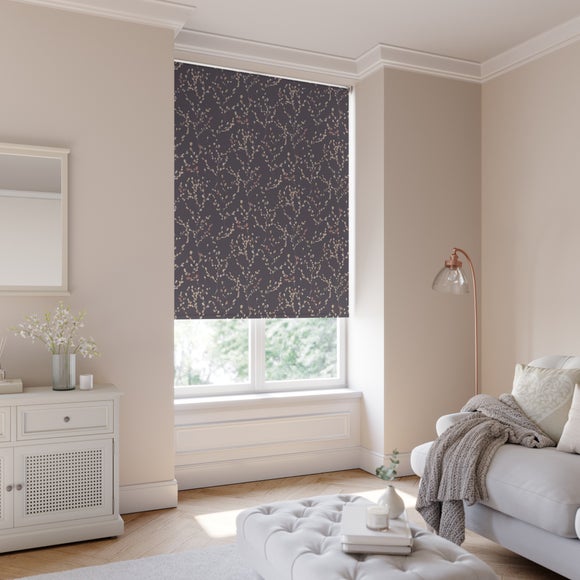 Willow Stem Flame Retardant Blackout Made to Measure Roller Blind Willow Stem Dusky Rose