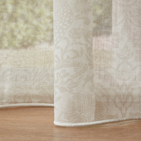 William Morris at Home Strawberry Thief Sheer Made to Measure Voile Curtains Strawberry Thief Sheer Oat Voile