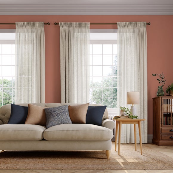 William Morris at Home Strawberry Thief Sheer Made to Measure Voile Curtains Strawberry Thief Sheer Driftwood