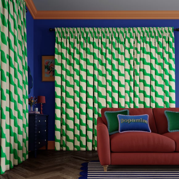 Sophie Robinson Hazy Wave Made to Measure Curtains Sophie Robinson Hazy Wave Green
