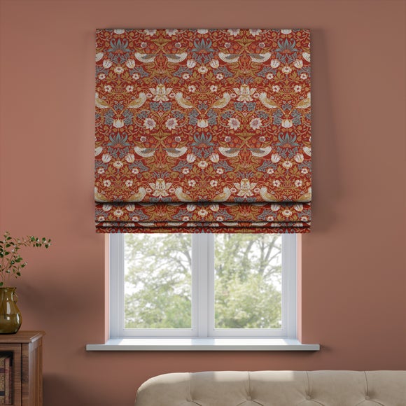 Strawberry Thief Velvet Made to Measure Roman Blind Velvet Crimson