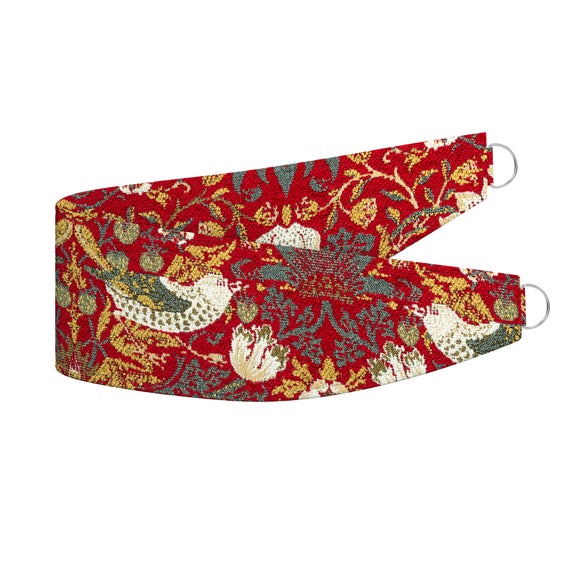 William Morris At Home Strawberry Thief Chenille Made to Order Tieback Strawberry Thief Garnet