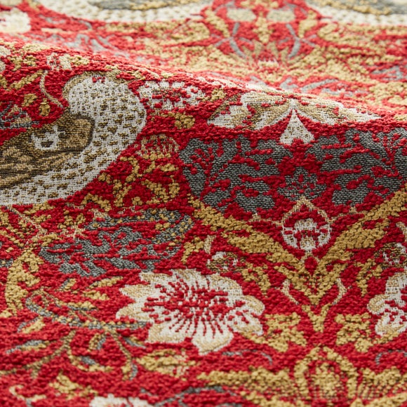 William Morris At Home Strawberry Thief Chenille Made to Order Cushion Cover Strawberry Thief Garnet