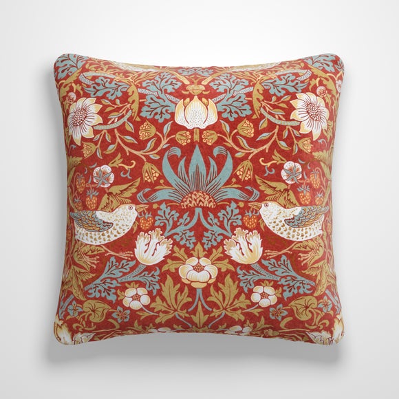 Strawberry Thief Velvet Made to Order Cushion Cover Velvet Crimson