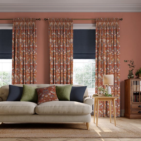 William Morris at Home Strawberry Thief Velvet Made to Measure Curtains Velvet Crimson