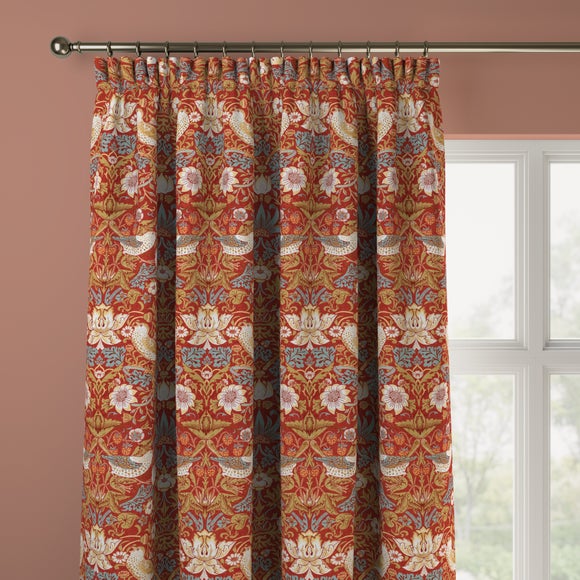 William Morris at Home Strawberry Thief Velvet Made to Measure Curtains Velvet Crimson