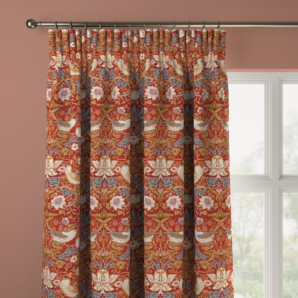 William Morris at Home Strawberry Thief Velvet Made to Measure Curtains Velvet Crimson