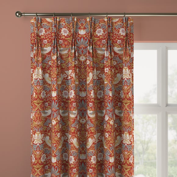 William Morris at Home Strawberry Thief Velvet Made to Measure Curtains Velvet Crimson