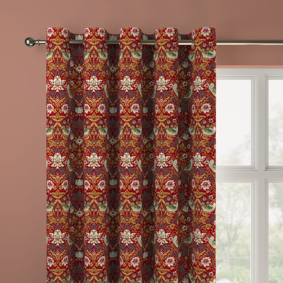 William Morris At Home Strawberry Thief Chenille Made to Measure Curtains Strawberry Thief Garnet