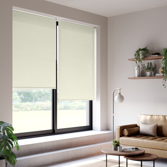 Linen Look Sheer Fire Retardant Made to Measure Roller Blind Linen Look Sheer White
