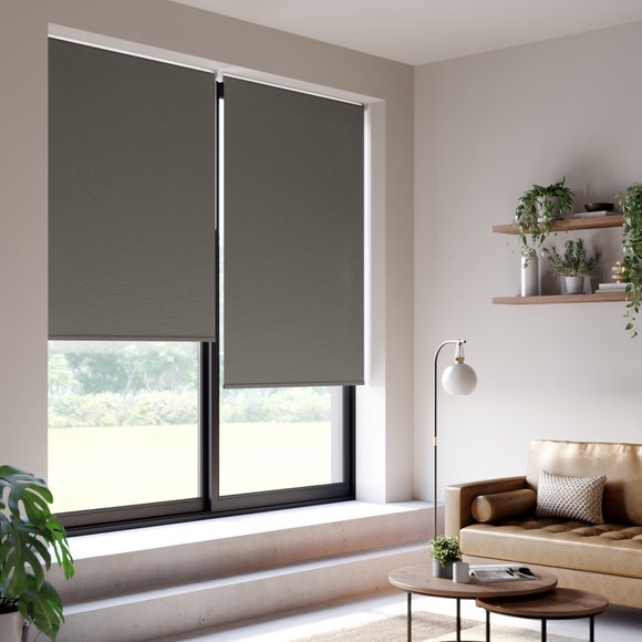 Flora Fire Retardant Blackout Made to Measure Roller Blind Flora Charcoal