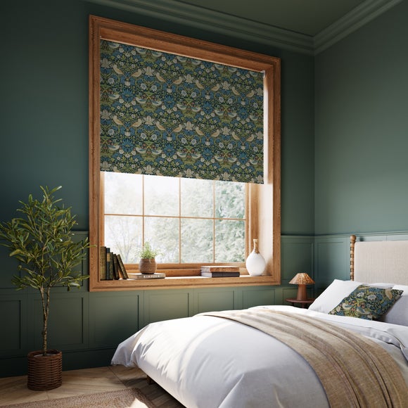William Morris at Home Strawberry Thief Blackout Made to Measure Roller Blind Strawberry Thief Midnight