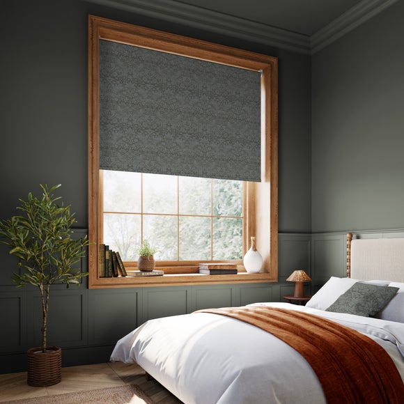 William Morris Strawberry Thief Tonal Blackout Made to Measure Roller Blind Strawberry Thief Tonal Charcoal