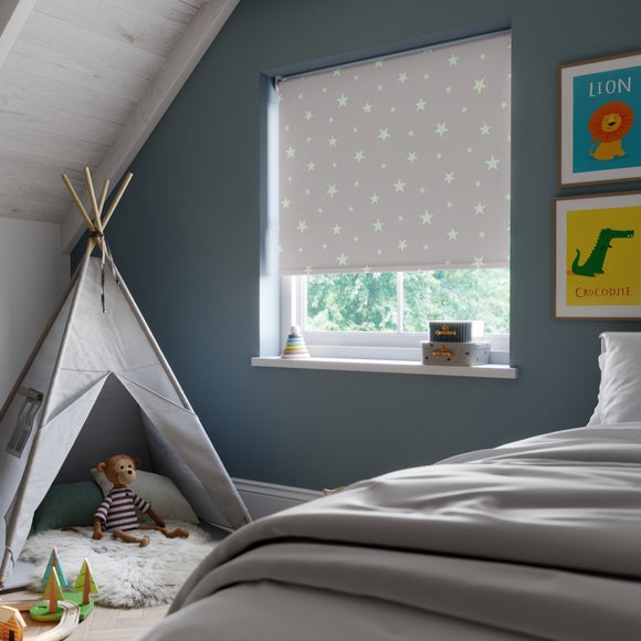 Night Glow in the Dark Flame Retardant Blackout Made to Measure Roller Blind Night Night Glow Grey