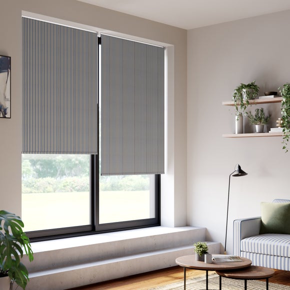 Linford Stripe Fire Retardant Blackout Made to Measure Roller Blind Linford Stripe Navy