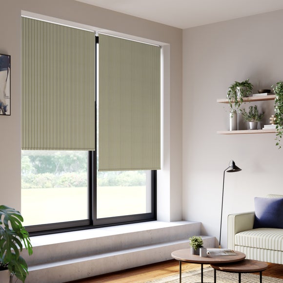 Linford Stripe Fire Retardant Blackout Made to Measure Roller Blind Linford Stripe Olive