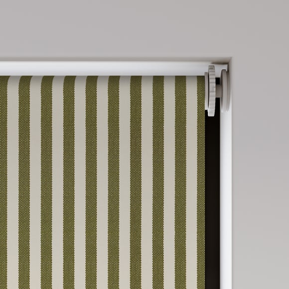 Linford Stripe Fire Retardant Blackout Made to Measure Roller Blind Linford Stripe Olive