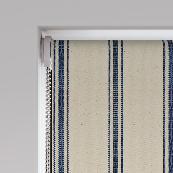 Folkstone Stripe Fire Retardant Blackout Made to Measure Roller Blind Folkstone Stripe Blue