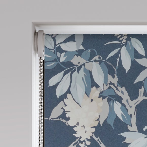 Wisteria Floral Blackout Made to Measure Roller Blind Wisteria Floral Navy