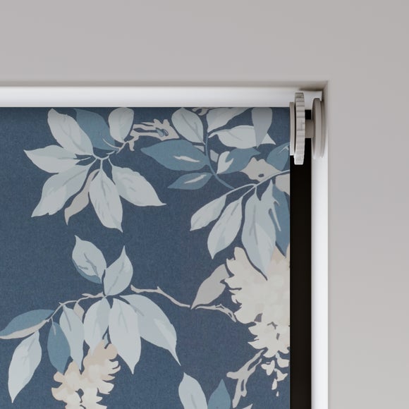 Wisteria Floral Blackout Made to Measure Roller Blind Wisteria Floral Navy