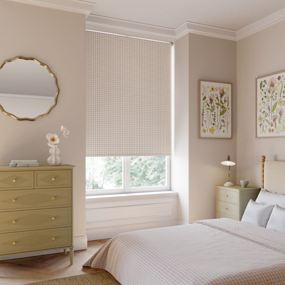 Portloe Gingham Check Blackout Made to Measure Roller Blind Portloe Gingham Check Natural