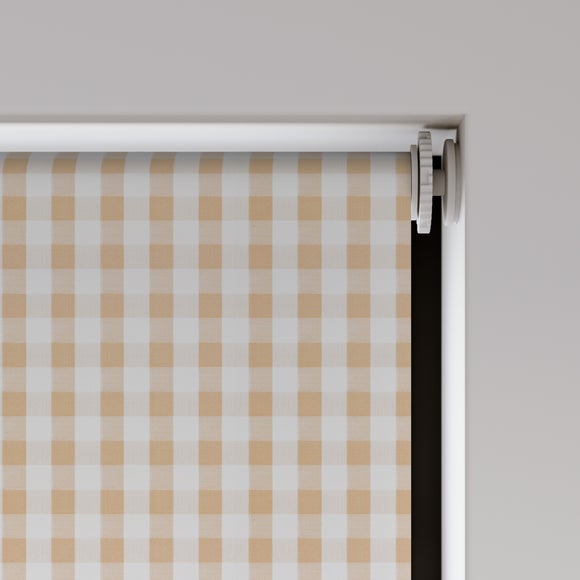 Portloe Gingham Check Blackout Made to Measure Roller Blind Portloe Gingham Check Natural