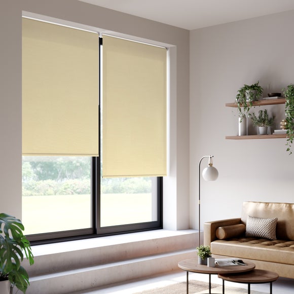 Linen Look Sheer Fire Retardant Made to Measure Roller Blind Linen Look Sheer Cream