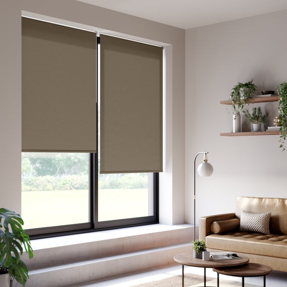 Flora Fire Retardant Daylight Made to Measure Roller Blind Flora Dark Brown