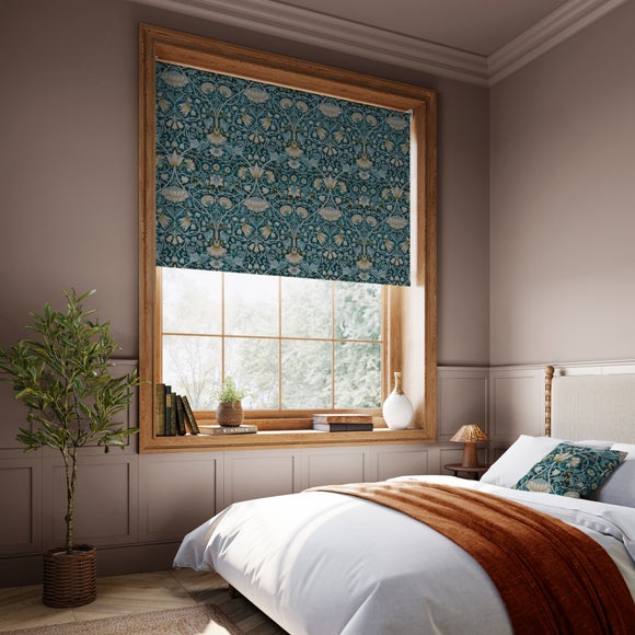 William Morris at Home Lodden Velvet Blackout Made to Measure Roller Blind Lodden Velvet Navy Blue
