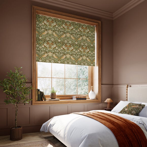 William Morris at Home Strawberry Thief Blackout Made to Measure Roller Blind Strawberry Thief Clay