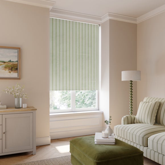 Folkstone Stripe Sheer Fire Retardant Made to Measure Roller Blind Folkstone Stripe Olive
