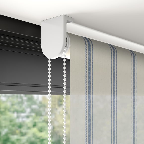 Folkstone Stripe Sheer Fire Retardant Made to Measure Roller Blind Folkstone Stripe Blue
