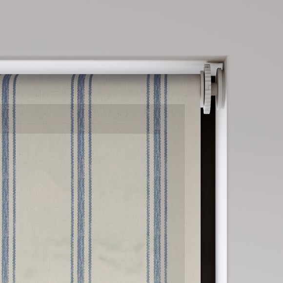 Folkstone Stripe Sheer Fire Retardant Made to Measure Roller Blind Folkstone Stripe Blue