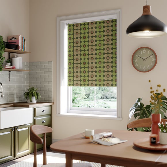 Elements Daisy Fire Retardant Blackout Made to Measure Roller Blind Daisy Olive