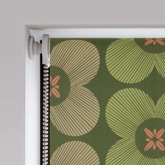 Elements Daisy Fire Retardant Blackout Made to Measure Roller Blind Daisy Olive