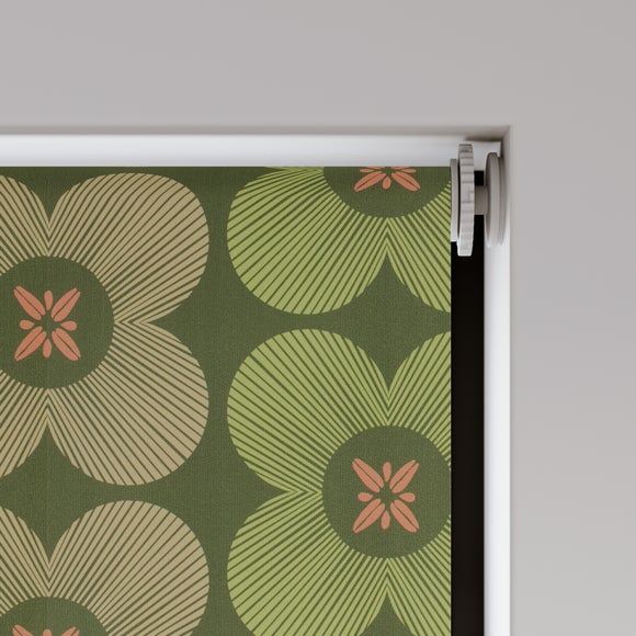 Elements Daisy Fire Retardant Blackout Made to Measure Roller Blind Daisy Olive