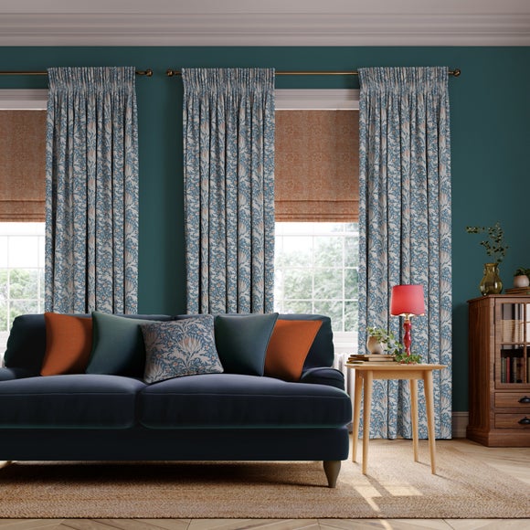 William Morris At Home Artichoke Velvet Made to Measure Curtain Velvet Navy